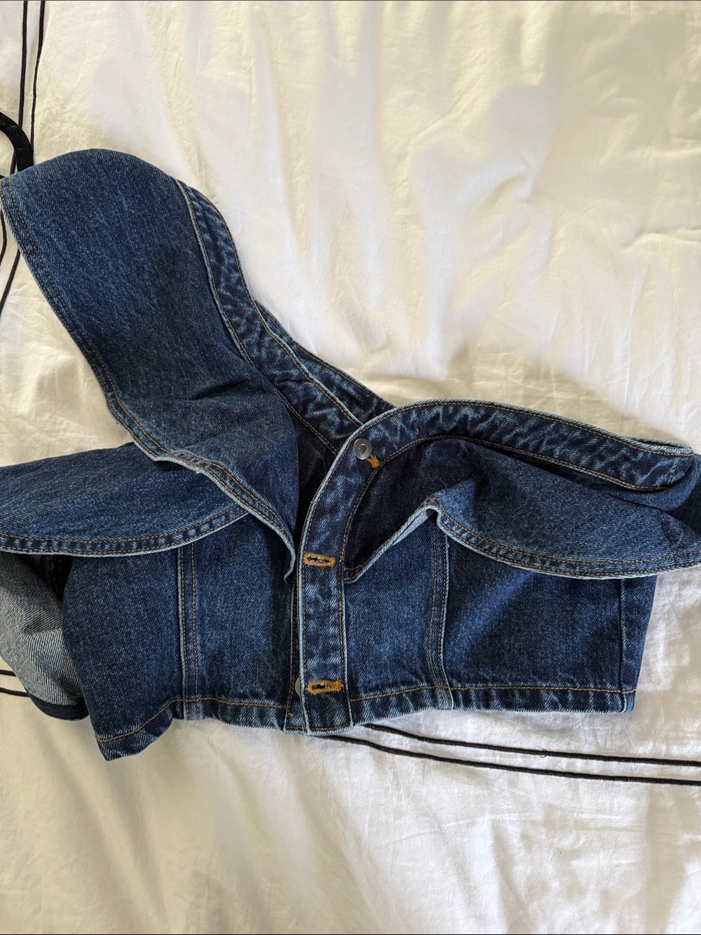 Self-Portrait Dark Blue Cropped Denim top